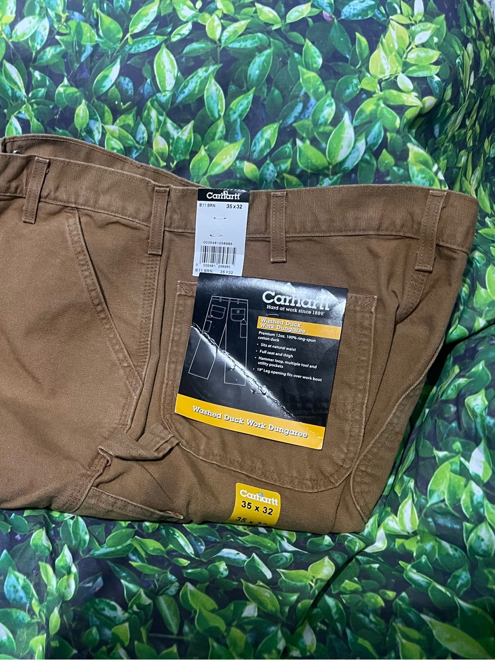 Carhartt Brown Washed Duck Work Dungaree Pants
